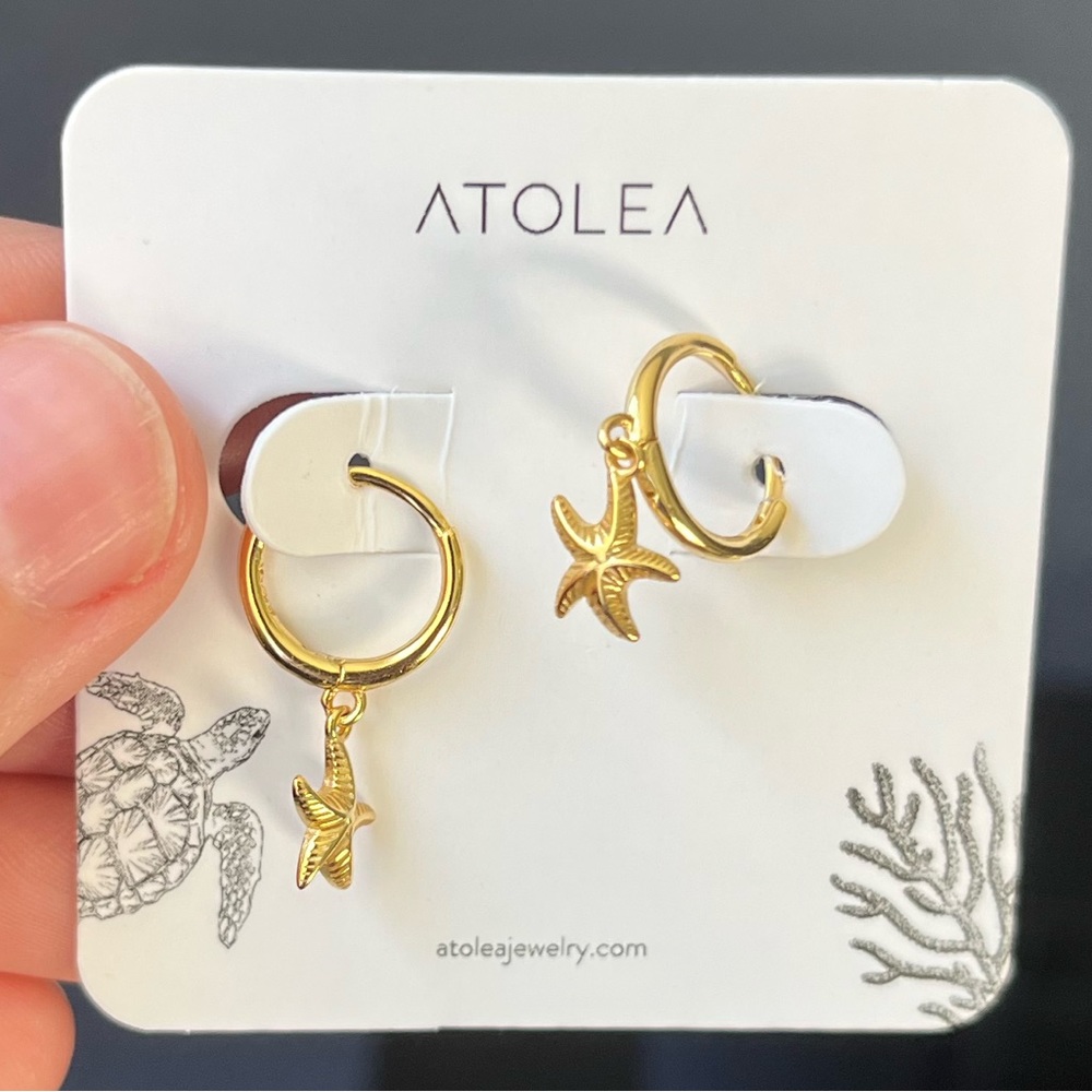 Atolea 18K Gold Starfish Hoop Earrings